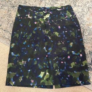 Floral Black Pink Periwinkle J Crew No. 2 Pencil Skirt Size 10